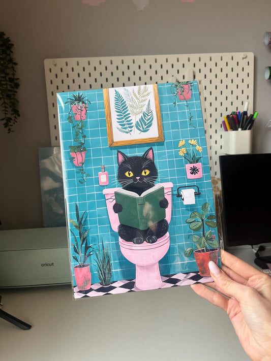 A4 wall print - Cat on the toilet