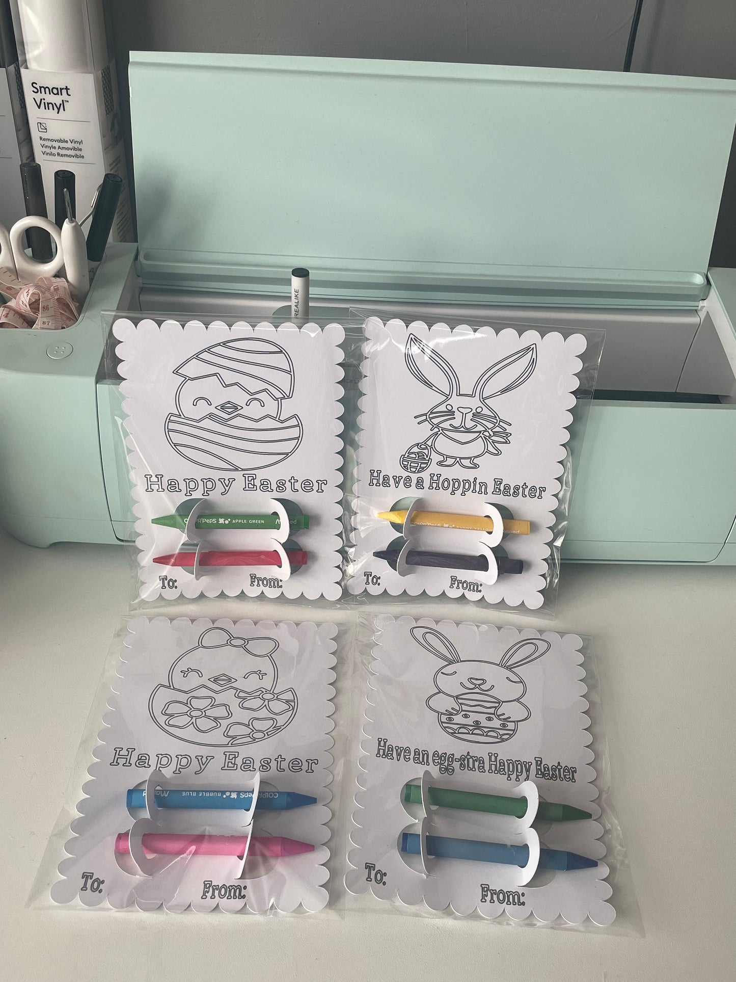 kids Easter Colouring Cards with Crayons