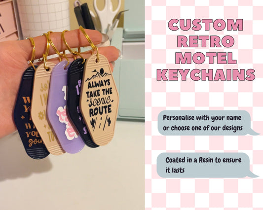 Custom Retro Motel Keyring | Personalised | keychain