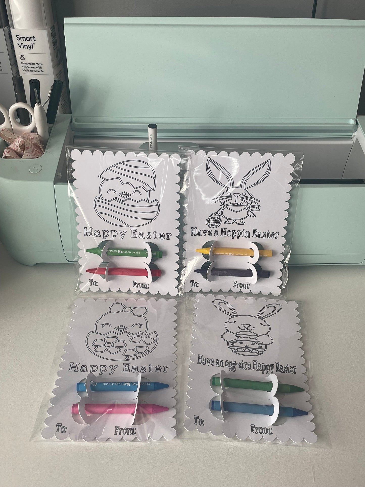 kids Easter Colouring Cards with Crayons