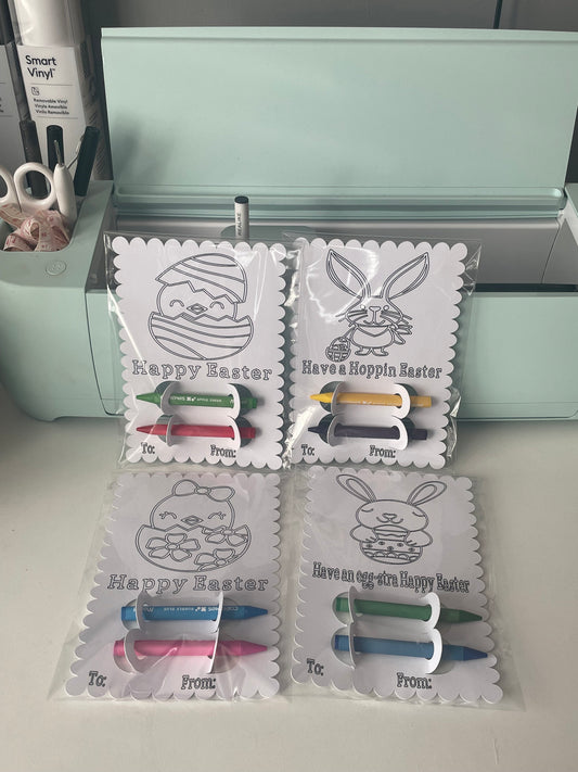 kids Easter Colouring Cards with Crayons
