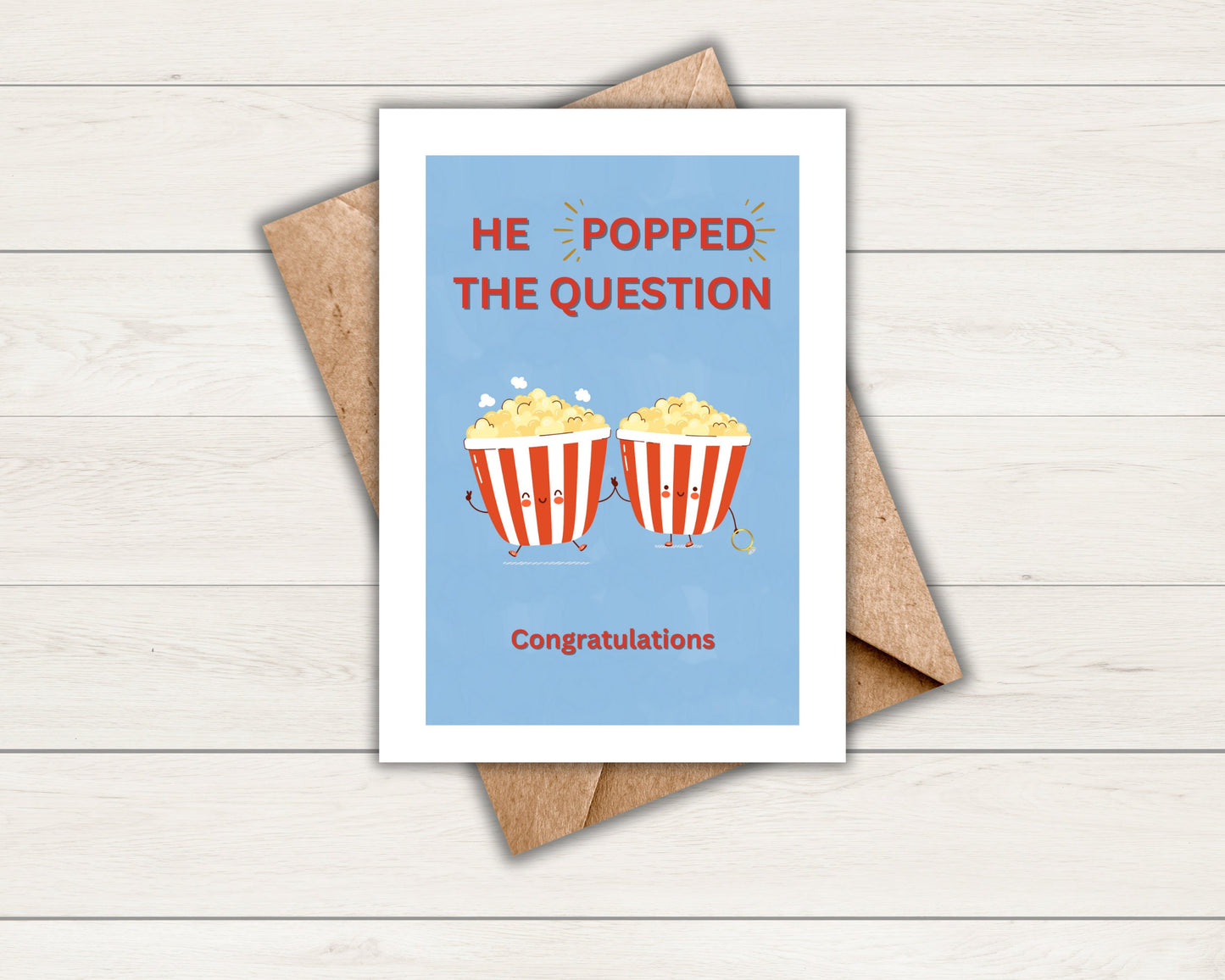 Engagement Popcorn Punny Card | Greeting Card | Celebration
