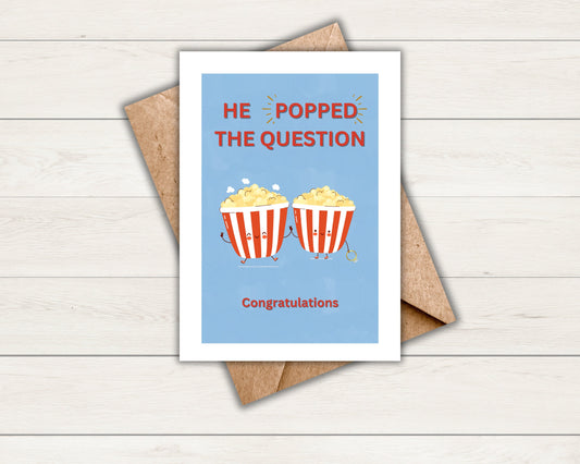 Engagement Popcorn Punny Card | Greeting Card | Celebration